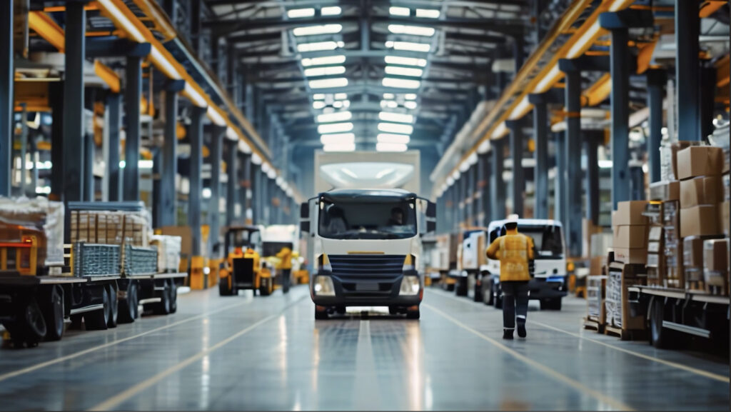 Truck in a warehouse