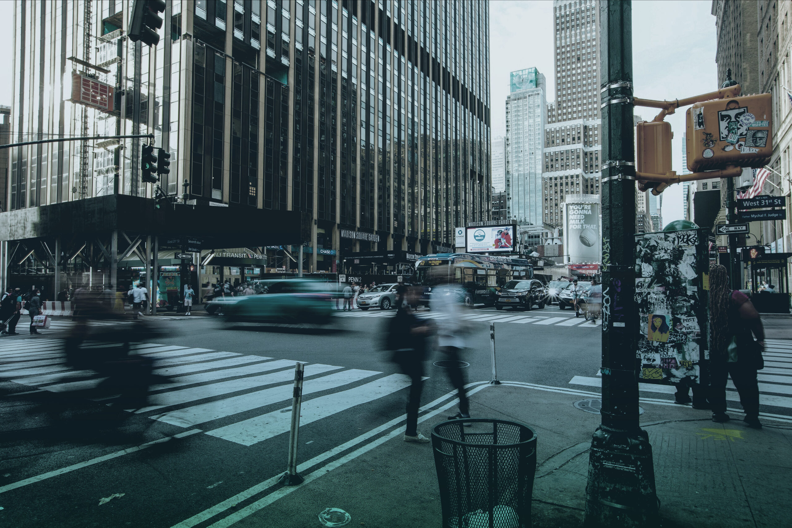 Busy city street representing global business communication at scale